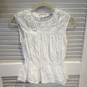 Nordstrom White Smocked Peplum Sleeveless Top